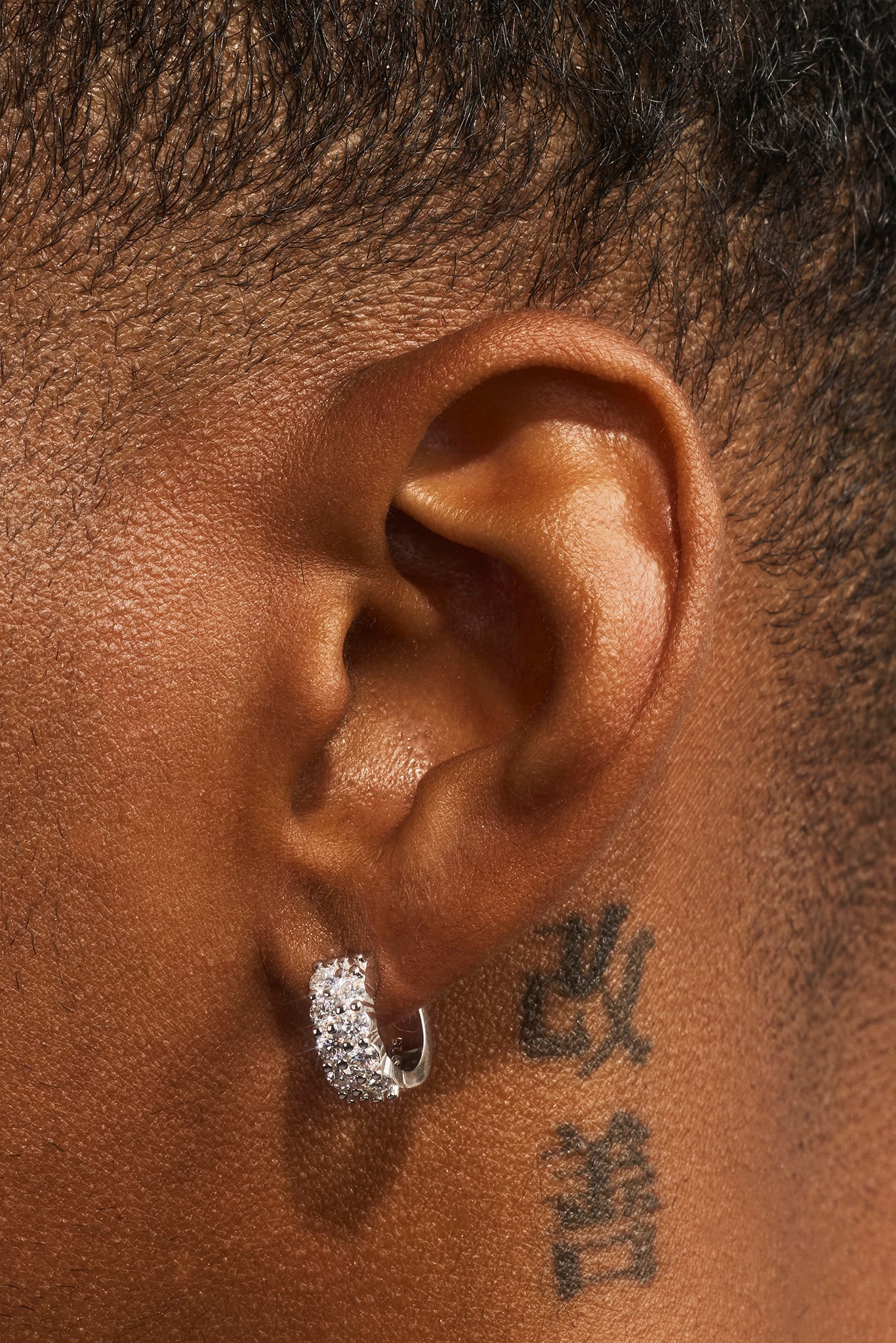 Moissanite Double Row Huggie Earrings - 12mm - White